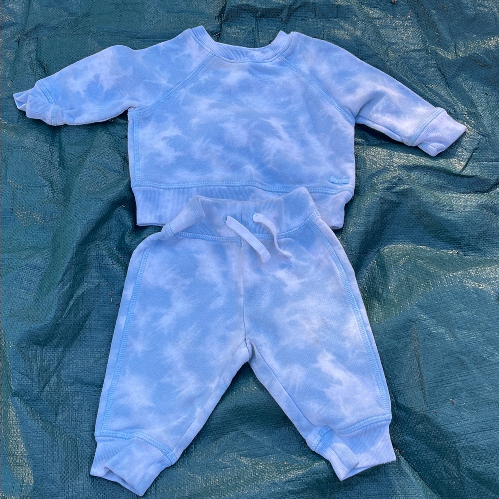 Blue Tie-Dye Baby Sweatshirt and Pants Set